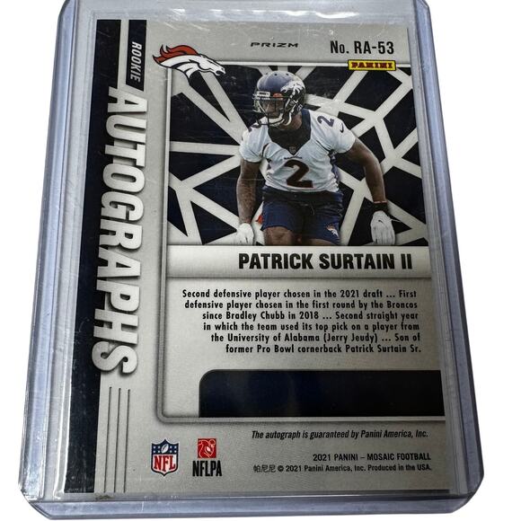 2021 Panini Mosaic Football Rookie Autographs Patrick Surtain II Sticker Auto - Picture 2 of 2